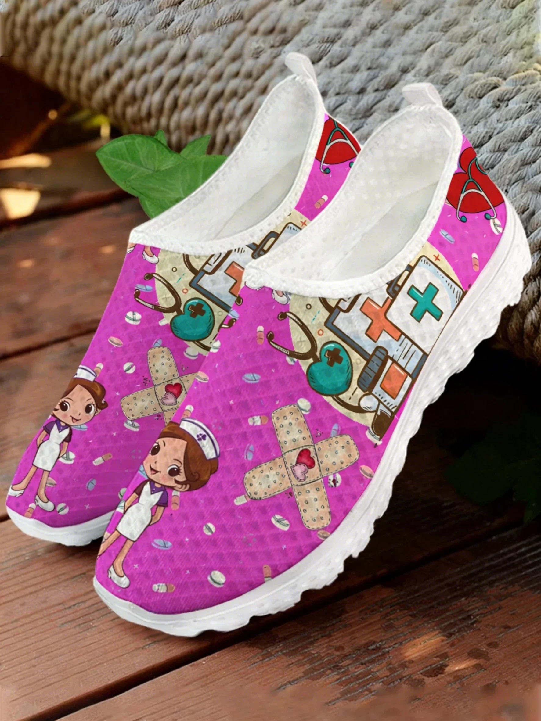 Women Shoes Tennis - かわいい看護師・医師の医療プリントメッシュ高品質スニーカー、女性・男性・ティーンエイジャー向けカジュアルファッション、カスタムメイドのテニスフラットカップルシューズ