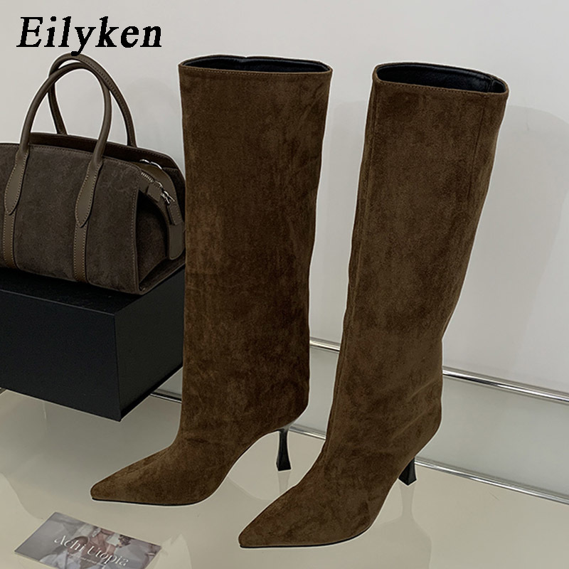 Knee High Boots Women - エイリーケンの冬用レトロデザイン、つま先が尖ったニーハイブーツ。女性用、スティレットヒール、履き心地の良いレディースシューズ、ロングブーツ。