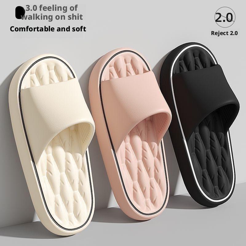 Mule Slip On - カップル用ライン柄スリッパ - 夏用滑り止め室内スライド、柔らかいEVAハウスシューズ、彼と彼女のバスルームサンダル、速乾性