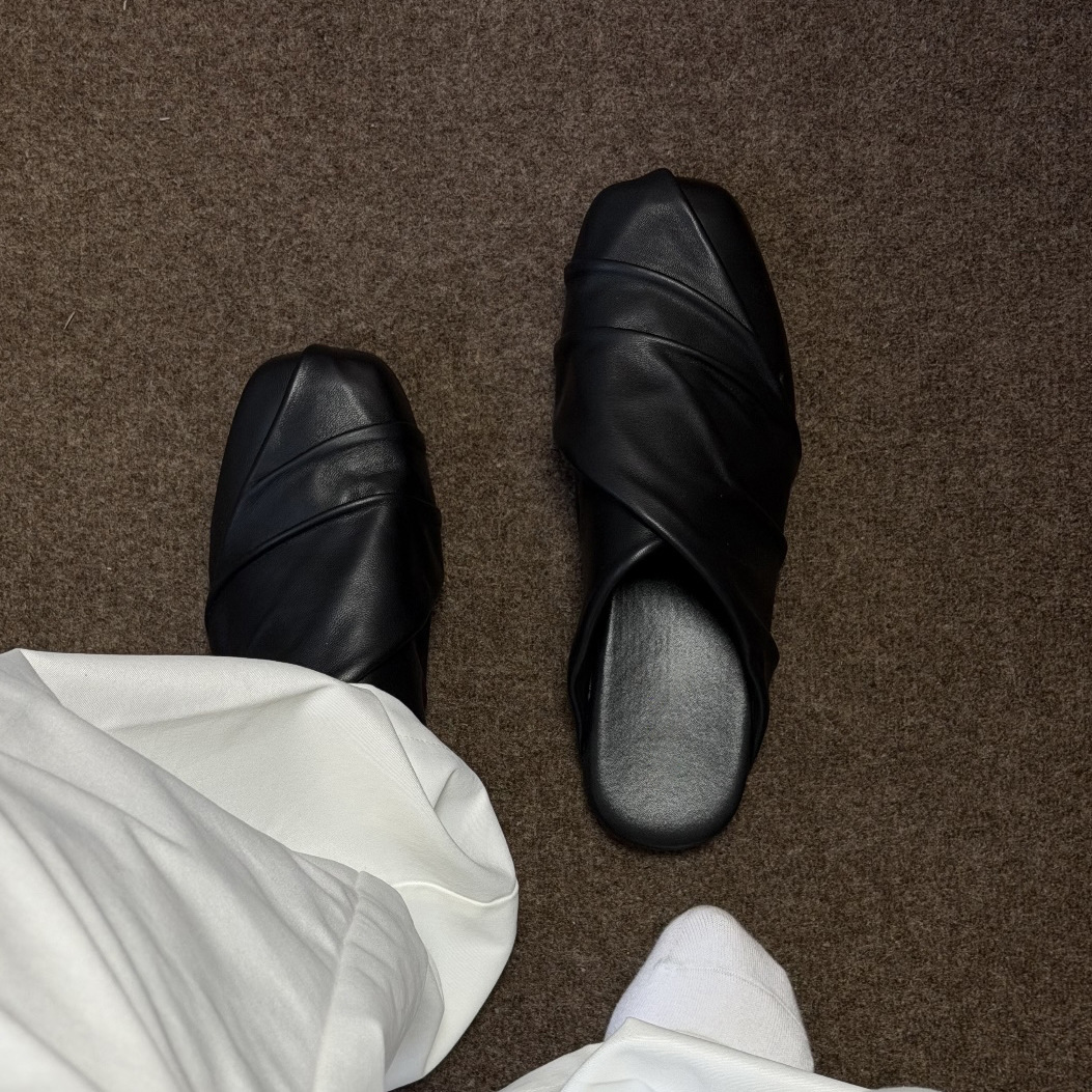 黒のヴィンテージ風レザーシューズ、シングルシューズ、女性用、 - Mule Slip On のレビューと価格