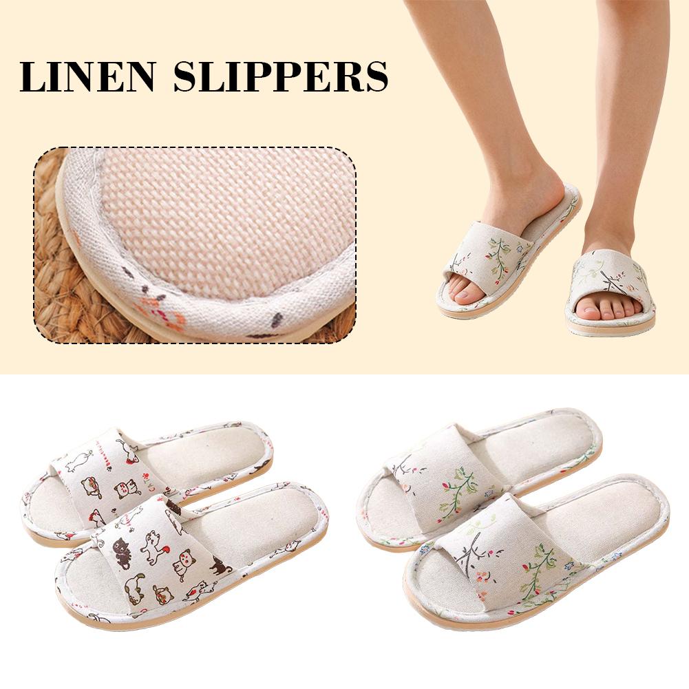 女性用亜麻スリッパ、ホームスリッパ、リネンサマースリッパ、軽 - Mule Slip On のレビューと価格