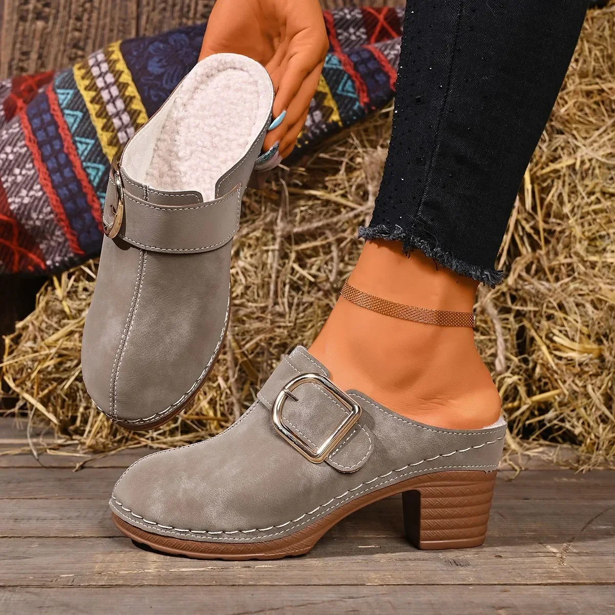 レディース ミュール スリッパ 厚底 クロッグシューズ つま - Women'S Shoes Clogs のレビューと価格