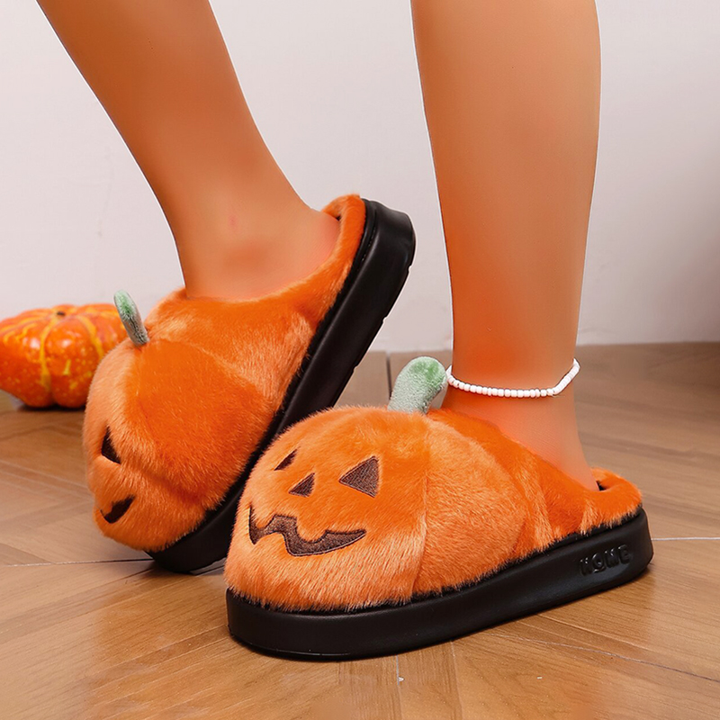 ハロウィン 3D パンプキンぬいぐるみスリッパ女性ふわふわハ - Mule Slip On のレビューと価格