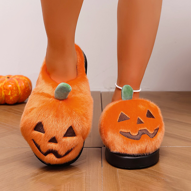 ハロウィン 3D パンプキンぬいぐるみスリッパ女性ふわふわハ - Mule Slip On のレビューと価格