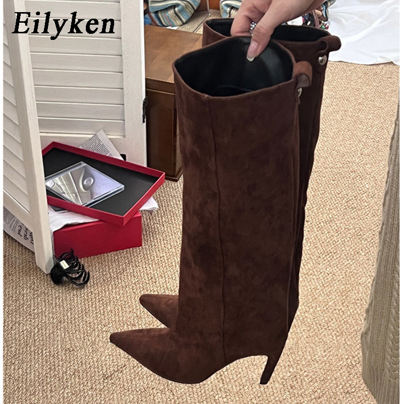 Eilyken セクシーな細いハイヒール ポインテッドトゥ  - Knee High Boots Women のレビューと価格