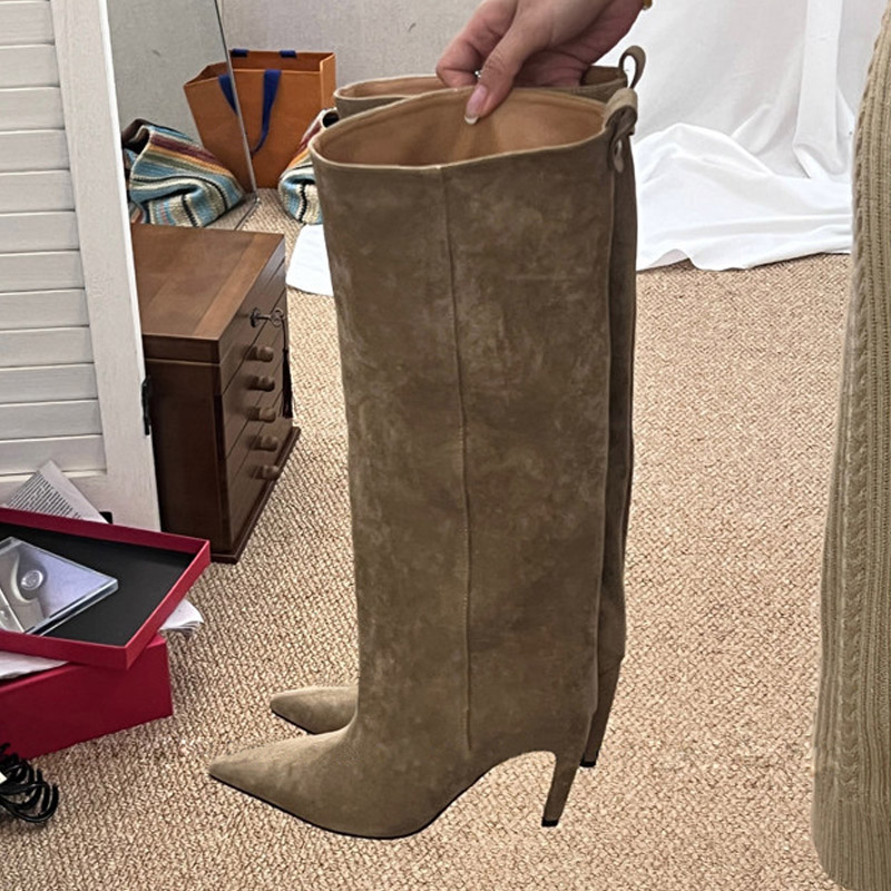 Eilyken セクシーな細いハイヒール ポインテッドトゥ  - Knee High Boots Women のレビューと価格