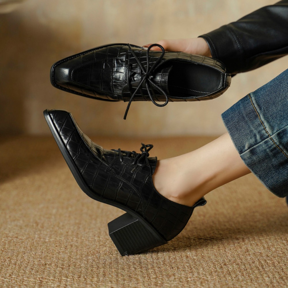レディースシューズ、本革製、2026年春の新作、レースアップ - Oxford Lace Up Women のレビューと価格